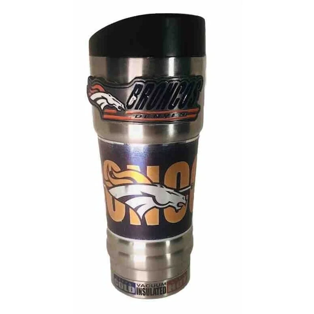 Denver Broncos Bleeding Orange & Blue Glass & 18oz Insulated StainlessTumbler